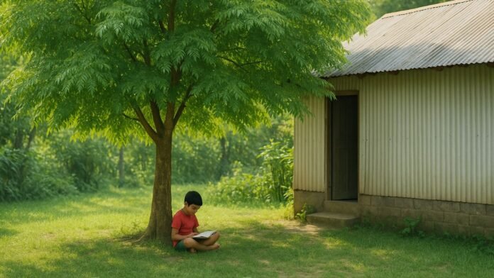 A neem tree in a Bangladeshi home garden providing shade and cooling atmosphere