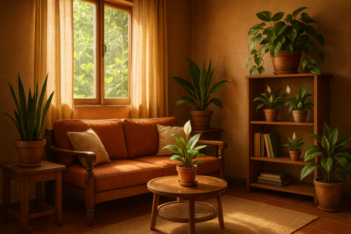 Indoor plants for fresh air and stress relief in home