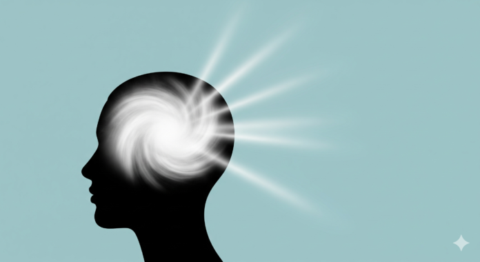 A person with a confused or foggy expression, surrounded by floating thought bubbles.