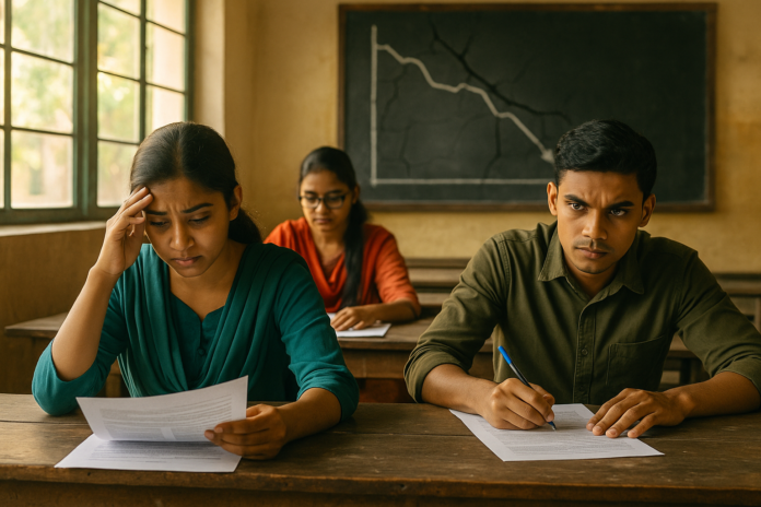 Students in Bangladesh checking HSC results, symbolizing education crisis and reform needs in 2025