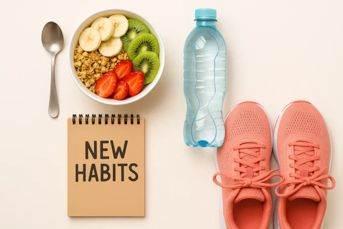 A woman practicing healthy habits for easy weight loss at home