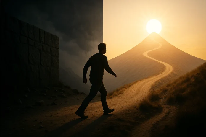 A montage of 5 icons like Steve Jobs and J.K. Rowling, showing their journey from symbols of failure (like a rejection letter) to symbols of success (like an iPhone).