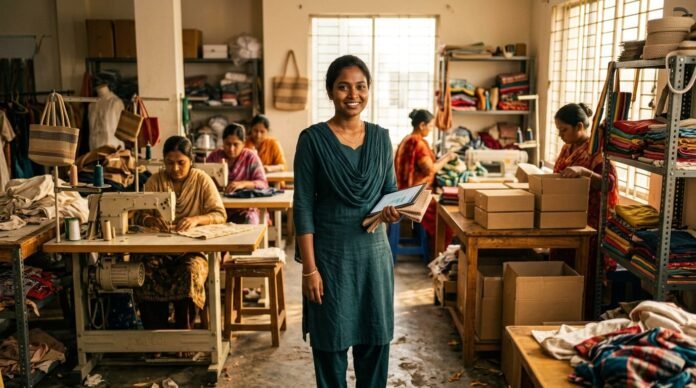 Small business owner working in a modern SME workshop in Bangladesh